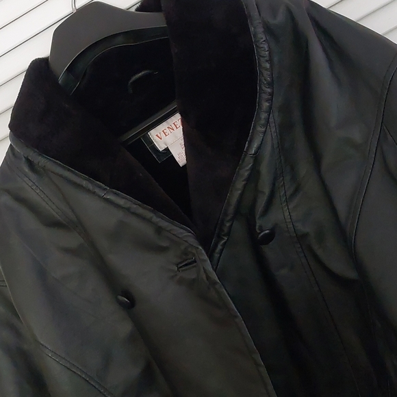 Venezia leather jacket /fau fur mid length - Picture 3 of 4